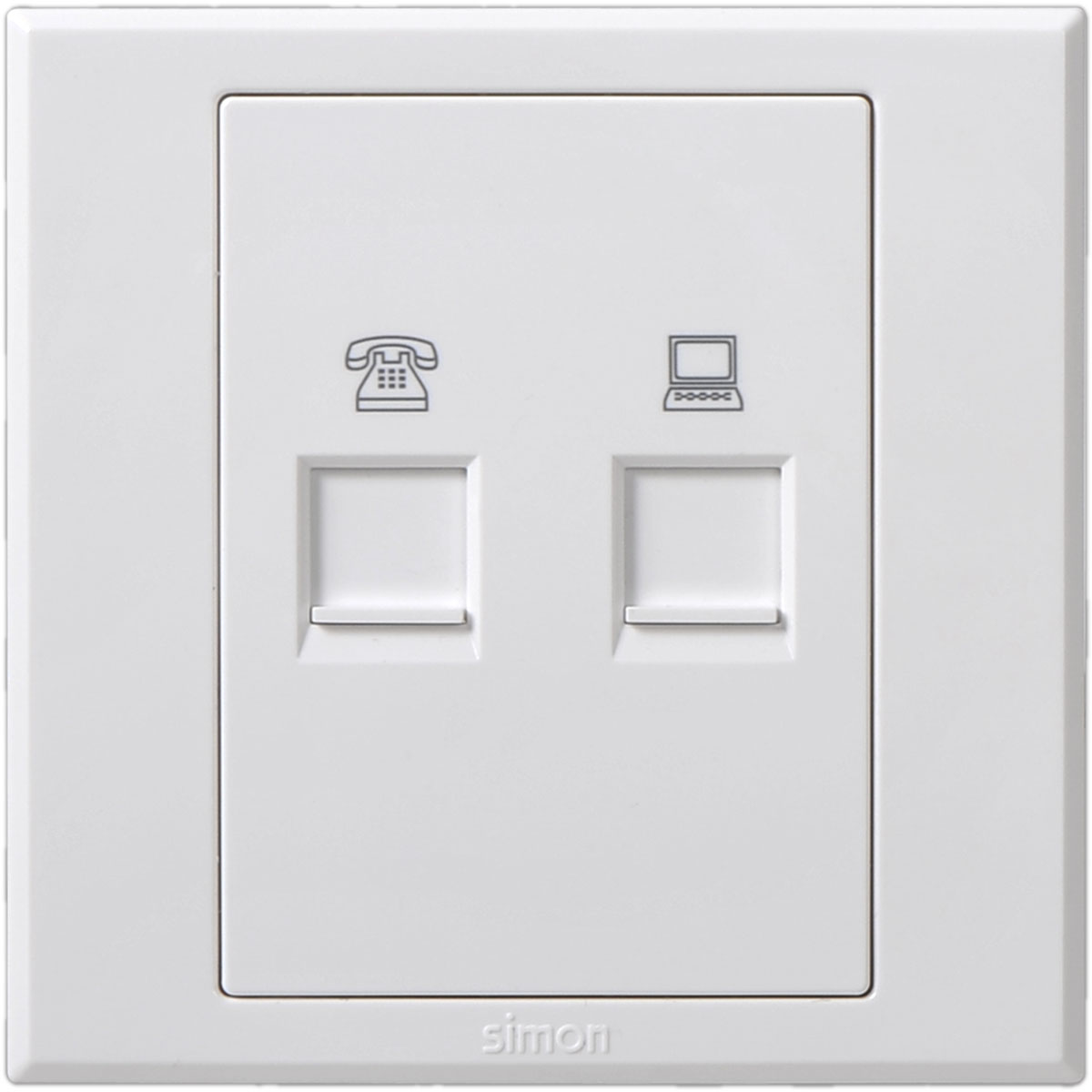 Simon Tel + Cat6 Data Outlet
