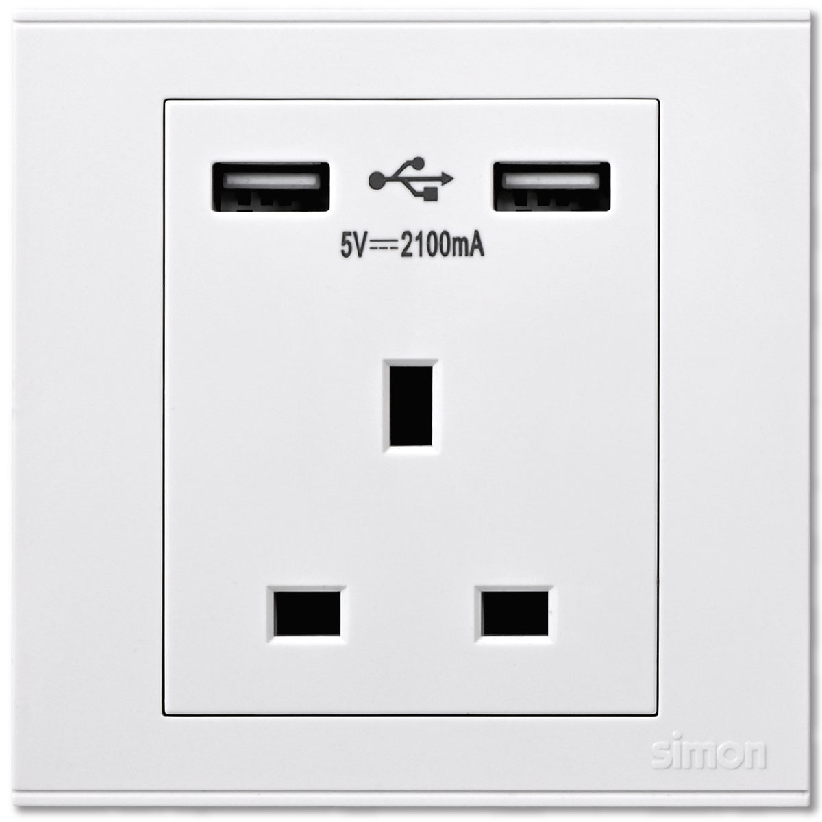 1G 13A BS Socket with 2USB Charger E6