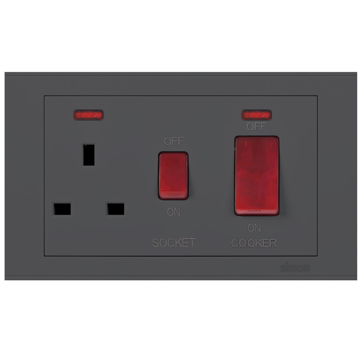 Simon 13A Bs Socket and 45A DP Switch E3
